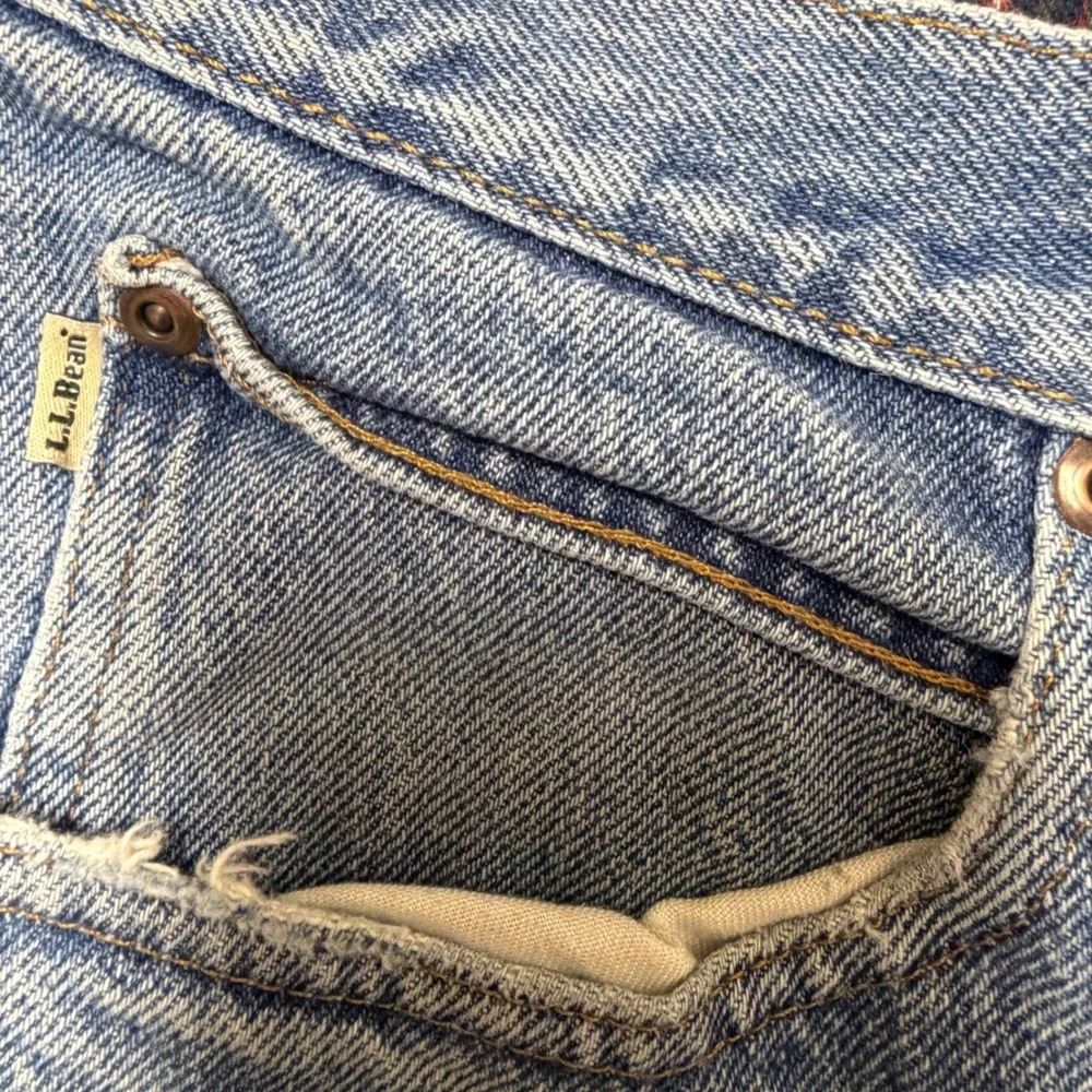 L.L. Bean Mens Flannel Lined Straight Denim Jeans 35x32 Blue Insulated Gorpcore